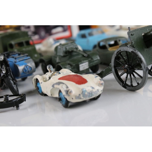 459 - 16 Original mid 20th C play worn diecast models to include Corgi and Dinky road and military example... 