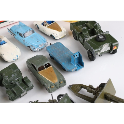 459 - 16 Original mid 20th C play worn diecast models to include Corgi and Dinky road and military example... 