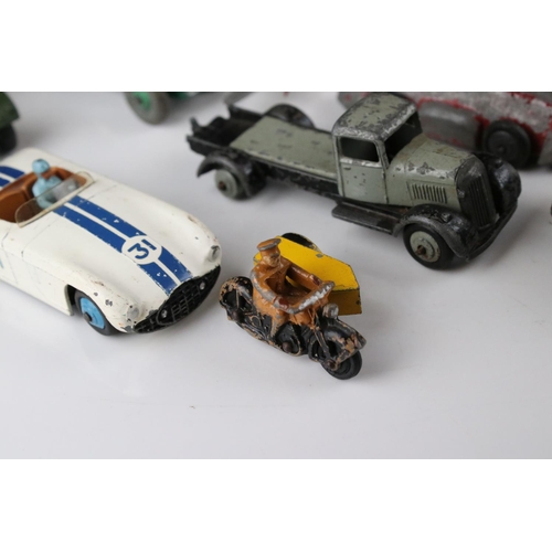 460 - Around 32 mid 20th C play worn diecast models to include Timpo & Dinky commercial, planes and road e... 