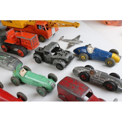 460 - Around 32 mid 20th C play worn diecast models to include Timpo & Dinky commercial, planes and road e... 