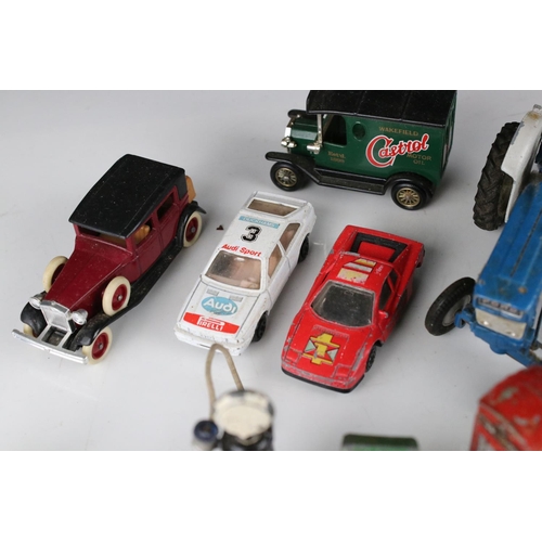 462 - Collection of various mid 20th C play worn metal roadside accessories to include petrol pumps, traff... 