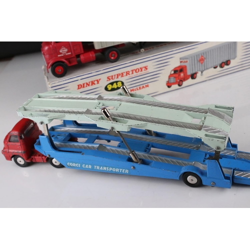 463 - Boxed Dinky Supertoys 948 Tractor Trailer McLean diecast model, some paint chips to cab, trailer doo... 