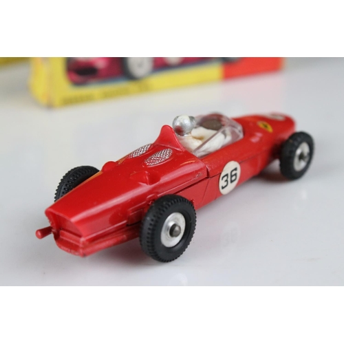 496 - Two boxed Dinky diecast models to include 243 BRM Racing Car in metallic green & 242 Ferrari Racing ... 