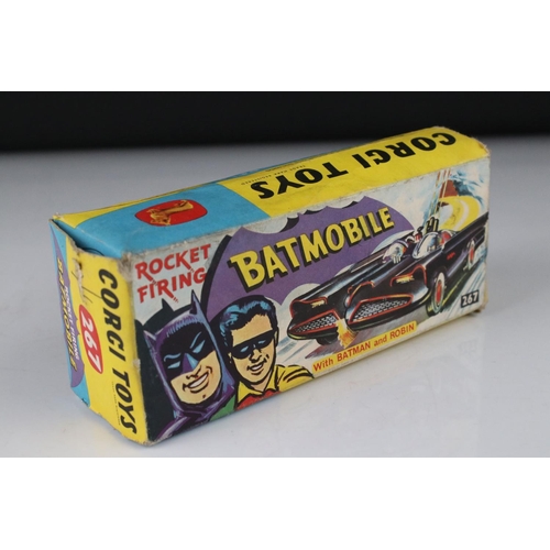 500 - Boxed Corgi 267 Batman Batmobile diecast model with both Batman & Robin figures, diecast showing som... 