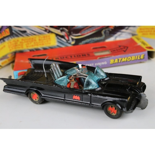 500 - Boxed Corgi 267 Batman Batmobile diecast model with both Batman & Robin figures, diecast showing som... 