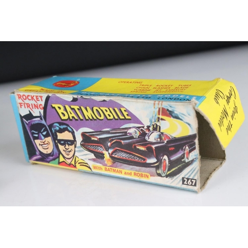 503 - Boxed Corgi 267 Batman Batmobile diecast model with Batman figures, diecast gd, inner display missin... 