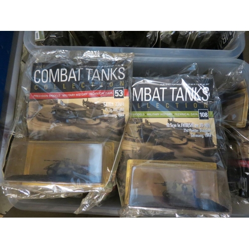 400A - Collection of 94 cased deAgostini Combat Tanks Collection magazines with diecast models still attach... 