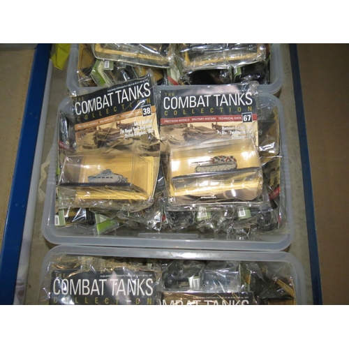 400A - Collection of 94 cased deAgostini Combat Tanks Collection magazines with diecast models still attach... 