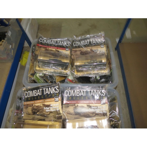 400A - Collection of 94 cased deAgostini Combat Tanks Collection magazines with diecast models still attach... 