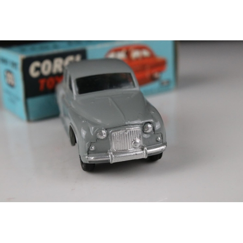 507 - Two boxed Corgi diecast models to include 204 Rover 90 Saloon in grey (box gd with edge wear, diecas... 