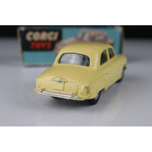 507 - Two boxed Corgi diecast models to include 204 Rover 90 Saloon in grey (box gd with edge wear, diecas... 