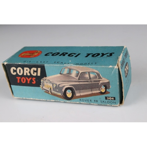 507 - Two boxed Corgi diecast models to include 204 Rover 90 Saloon in grey (box gd with edge wear, diecas... 