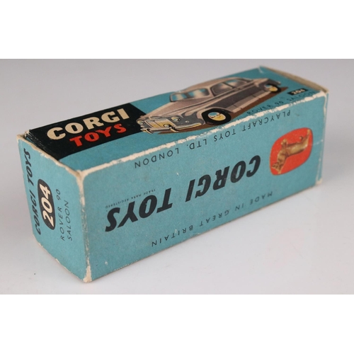 507 - Two boxed Corgi diecast models to include 204 Rover 90 Saloon in grey (box gd with edge wear, diecas... 