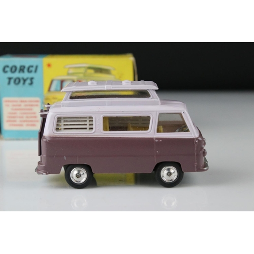 509 - Boxed Corgi 420 Ford Thames Airborne Caravan diecast model in two tone pink/lilac, couple of paint c... 