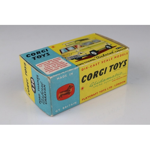 509 - Boxed Corgi 420 Ford Thames Airborne Caravan diecast model in two tone pink/lilac, couple of paint c... 