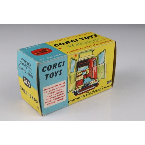 509 - Boxed Corgi 420 Ford Thames Airborne Caravan diecast model in two tone pink/lilac, couple of paint c... 