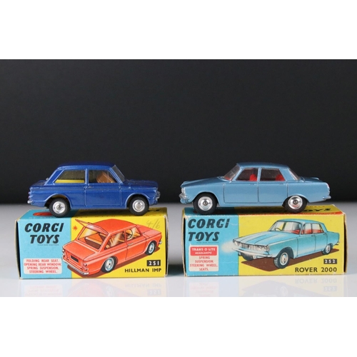 511 - Two boxed Corgi diecast models to include 251 Hillman Imp in blue with yellow interior (box vg, diec... 