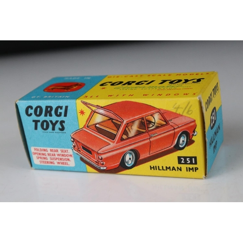 511 - Two boxed Corgi diecast models to include 251 Hillman Imp in blue with yellow interior (box vg, diec... 