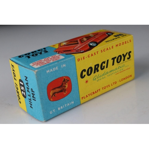 511 - Two boxed Corgi diecast models to include 251 Hillman Imp in blue with yellow interior (box vg, diec... 