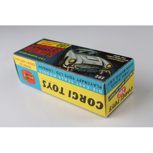 512 - Boxed Corgi 261 James Bond Aston Martin DB5 diecast model with secret instructions, paper bag and 2 ... 