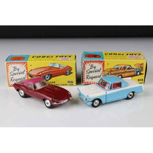 514 - Two boxed Corgi By Special Request diecast models to include 307 E Type Jaguar with detachable hard ... 