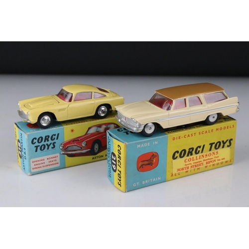 515 - Two boxed Corgi diecast models to include 218 Aston Martin DB4 in yellow with red interior and 219 P... 