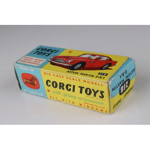 515 - Two boxed Corgi diecast models to include 218 Aston Martin DB4 in yellow with red interior and 219 P... 