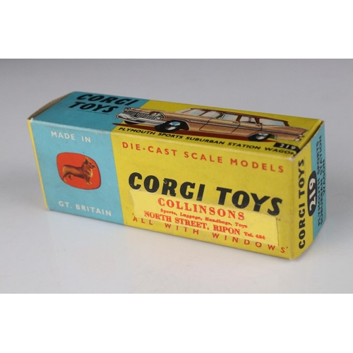 515 - Two boxed Corgi diecast models to include 218 Aston Martin DB4 in yellow with red interior and 219 P... 