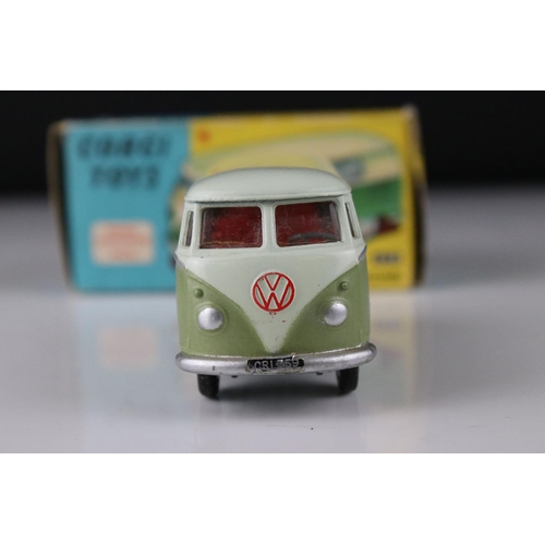 516 - Boxed Corgi 434 Volkswagen Kombi diecast model in two tone off white/green, diecast ex, box gd