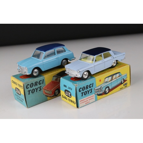 517 - Two boxed Corgi diecast models to include 216 Austin A40 Saloon (diecast excellent, box gd) & 217 Fi... 