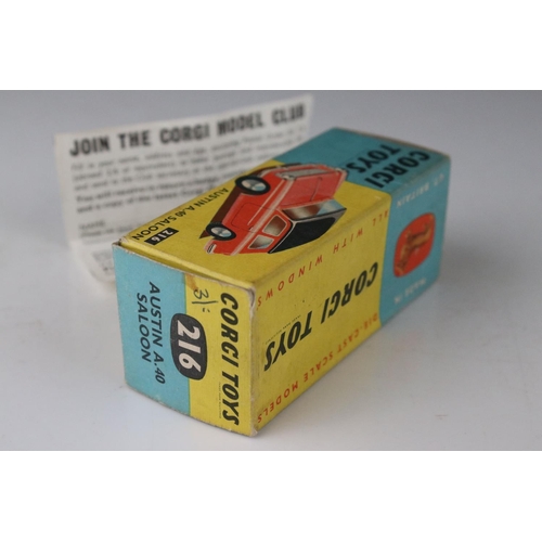 517 - Two boxed Corgi diecast models to include 216 Austin A40 Saloon (diecast excellent, box gd) & 217 Fi... 