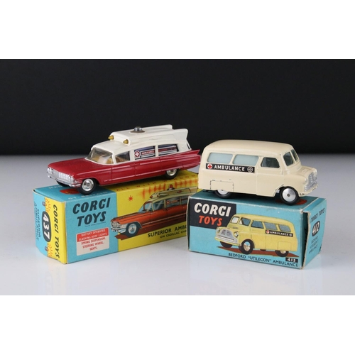 518 - Two boxed Corgi diecast Ambulance models to include 412 Bedford Utilecon Ambulance and 437 Superior ... 