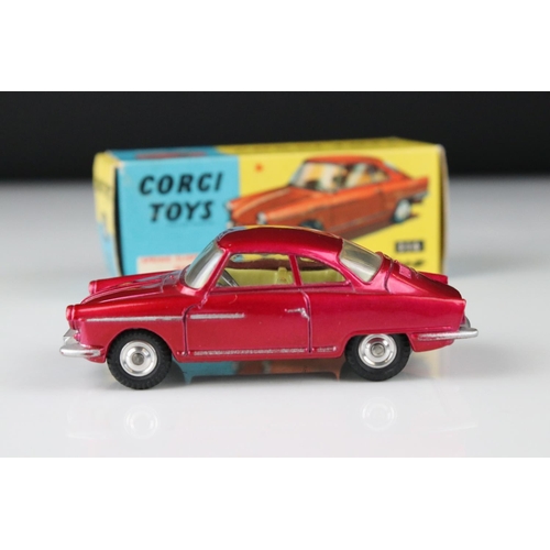 520 - Two boxed Corgi diecast models to include 316 NSU Sports Prinz in metallic cerise (excellent) and 31... 