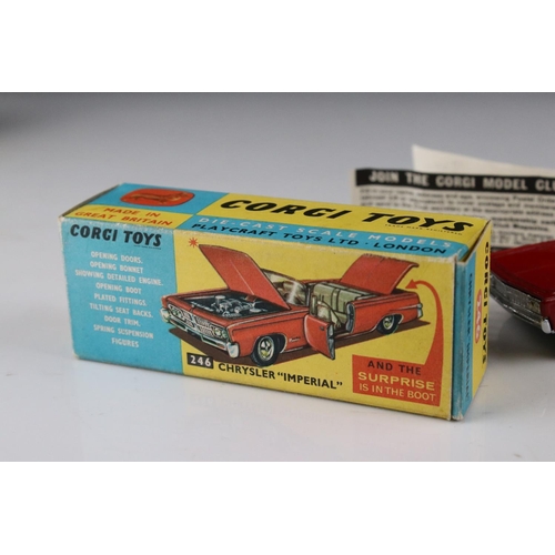 521 - Three boxed Corgi diecast models to include 241 Ghia L6.4 in metallic blue, 314 Ferrari Berlinetta 2... 