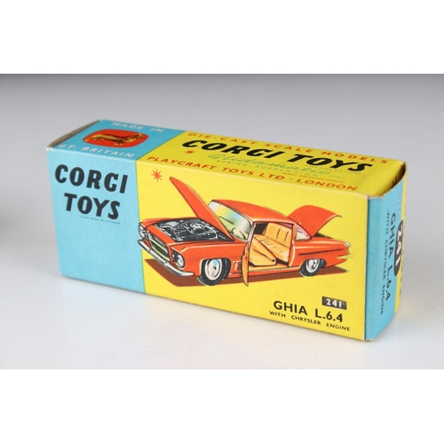 521 - Three boxed Corgi diecast models to include 241 Ghia L6.4 in metallic blue, 314 Ferrari Berlinetta 2... 