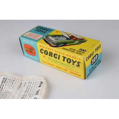 522 - Boxed Corgi 309 Aston Martin Competition Model diecast model, decals and diecast excellent, gd box w... 