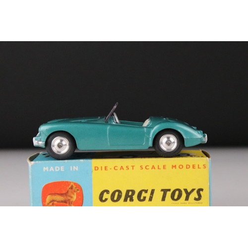 523 - Two boxed Corgi diecast models to include 302 MGA Sports Car in metallic green and 303 Mercedes Benz... 