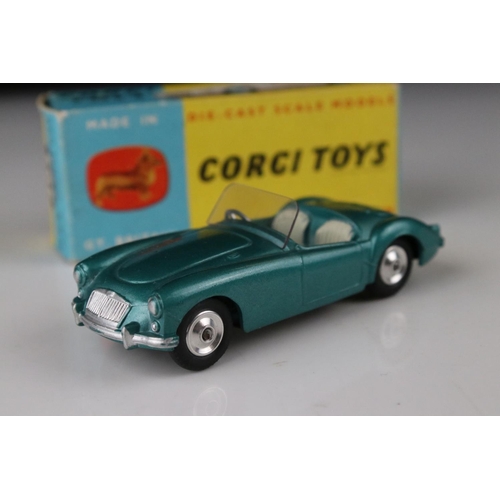 523 - Two boxed Corgi diecast models to include 302 MGA Sports Car in metallic green and 303 Mercedes Benz... 