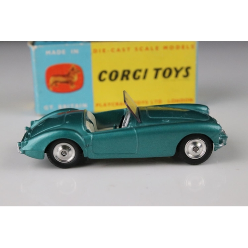 523 - Two boxed Corgi diecast models to include 302 MGA Sports Car in metallic green and 303 Mercedes Benz... 