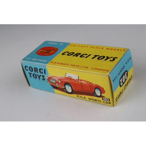 523 - Two boxed Corgi diecast models to include 302 MGA Sports Car in metallic green and 303 Mercedes Benz... 