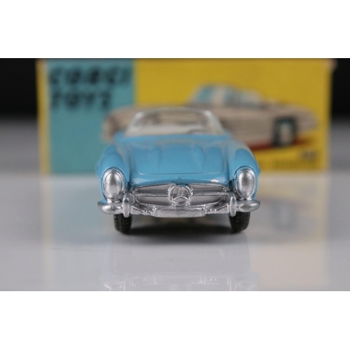 523 - Two boxed Corgi diecast models to include 302 MGA Sports Car in metallic green and 303 Mercedes Benz... 