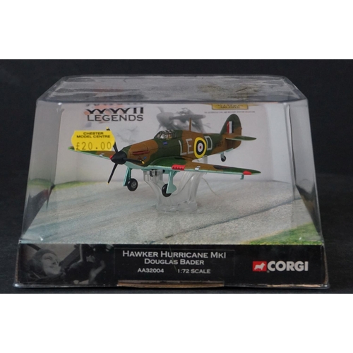 254 - Nine Carded Corgi WWII Legends 1/72 diecast models to include AA32105 Messerschmitt Bf109e-7/trop - ... 