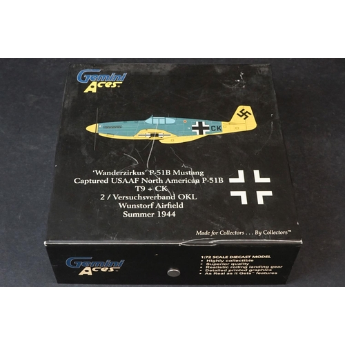 255 - Eleven boxed Gemini Aces 1/72 diecast models, to include P-51B Mustang - McDonnell Douglas Phantom F... 