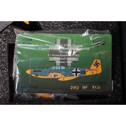 255 - Eleven boxed Gemini Aces 1/72 diecast models, to include P-51B Mustang - McDonnell Douglas Phantom F... 