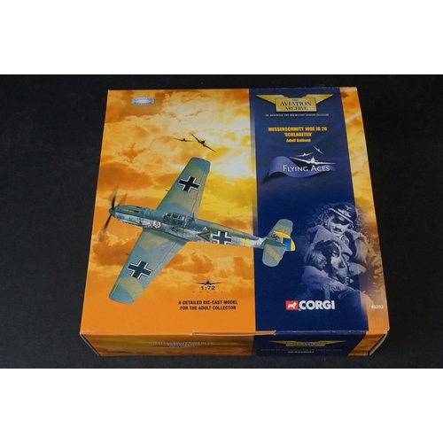 265 - Three 1:72 Corgi Aviation Archive diecast models to include Hawker Hurricane Mk1 No257 Sqn RAF Sqn L... 