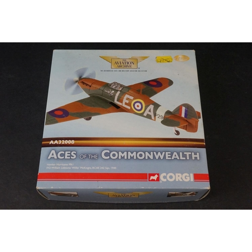 277 - Five Boxed Corgi Aviation Archive 1/72 diecast models to include AA32008 Hurricane MkI - AA35202 P-4... 