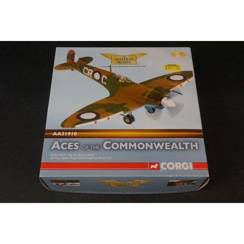 277 - Five Boxed Corgi Aviation Archive 1/72 diecast models to include AA32008 Hurricane MkI - AA35202 P-4... 