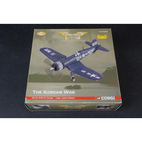 277 - Five Boxed Corgi Aviation Archive 1/72 diecast models to include AA32008 Hurricane MkI - AA35202 P-4... 