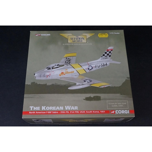 277 - Five Boxed Corgi Aviation Archive 1/72 diecast models to include AA32008 Hurricane MkI - AA35202 P-4... 