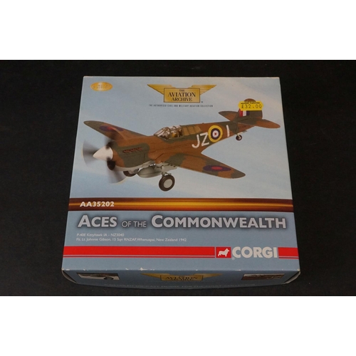 277 - Five Boxed Corgi Aviation Archive 1/72 diecast models to include AA32008 Hurricane MkI - AA35202 P-4... 